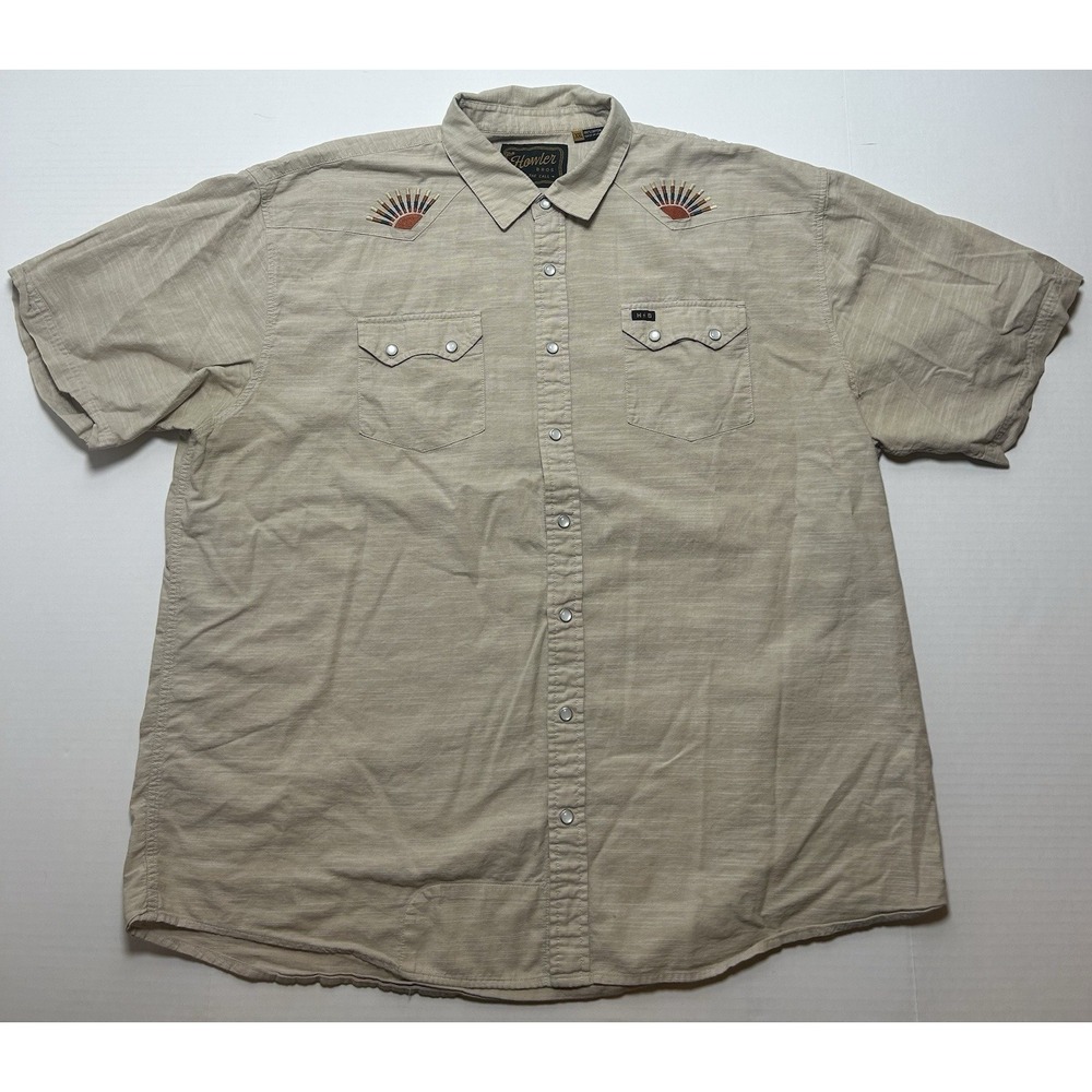 Howler Brothers Crosscut Deluxe Shirt Rising Suns Chardonnay Men's Size XXL